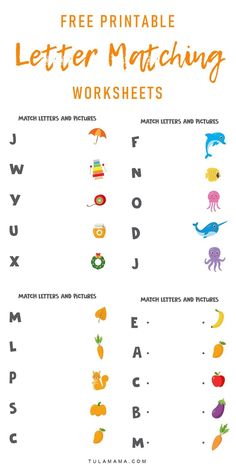 the free printable letter matching worksheet for kids