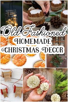 homemade christmas decor with pine cones and oranges