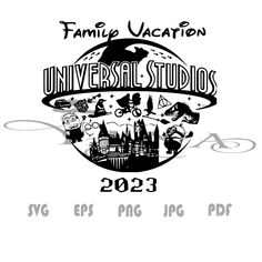 the universal studios logo for family vacation 2013, featuring hogwarts and harry potter