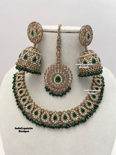 Premium quality antique gold Polki Necklace Set comes with elegant Jhumki earrings and tikka / Indian Jewelry/ High Quality Kundan and Polki Jewelry/ Bollywood Jewelry/Wedding Jewelry/green  All items are shipped from Brampton, Ontario, Canada. If you need your item by a certain day, please reach out to us for express delivery option before placing the order so that we can update the shipping for you. Standard shipping/delivery timeline Below are the delivery timeline estimates once the order ia Polki Necklace Set, Brampton Ontario, Necklace Set Indian, Polki Necklace, Jhumki Earrings, Polki Jewellery, Bollywood Jewelry, Crystal Beads Bracelet, Fancy Jewellery