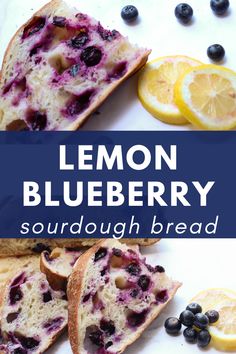 lemon blueberry sourdough bread on a cutting board