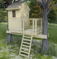 Treehouse Supplies THE TIOGA © : 2 Tree Treehouse Plan Tree House Between 2 Trees, Miniature Treehouse, Treehouse For Kids, Mini Treehouse, Small Tree House, Treehouse Plans, Adult Tree House, Custom Treehouse, Simple Tree House