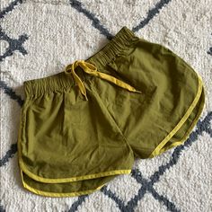 Nwot Urban Outfitters By Bdg Running Shorts. In Green With Yellow Trim. It Has Inner Drawstrings. Cheap Urban Outfitters Cotton Shorts, Enclothed Cognition, True Autumn, Urban Outfitters Shorts, Yellow Trim, Dream Bedroom, Running Shorts, Green Yellow, Dream Closet