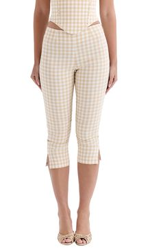 HOUSE OF CB Carella Gingham Capri Pants | Nordstrom Capri Pants Pattern, Capris Outfit, Gamine Essence, Capri Pants Outfits, May Fashion, Italian Honeymoon, Pants Nordstrom, Morning Flight, Gingham Outfit