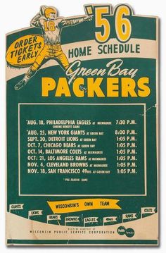 an old green bay packers football program poster