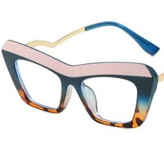 Brand New Women Pinkish Beige/Blue/Tortoise Cat Eye Frame Fashion Glasses Clear Lens. Includes Drawstring Pouch With Frame. Tortoise Cat, Drawstring Pouch, Cat Eye Glasses, Glasses Accessories, Glasses Fashion, Reading Glasses