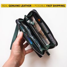 "Wallet. Link to the wallets section - https://www.etsy.com/shop/Pikore?ref=seller-platform-mcnav&section_id=23723064 Looking for a simple and elegant wallet clutch perfectly organizing stuff? A compact zip-around wallet features a zipped coin compartment, slots for credit cards and 2 sections to store bills or even your smartphone. MAIN CHARACTERISTICS: - Size: 🔸 21 x 10 cm (8.2 x 4\"); - Zip-around wallet clutch; - 2 compartments to store bills, receipts, passport etc.; - Zipped section f Leather Work Bag Women, Organizing Stuff, Wallet Phone Case Iphone, Leather Zipper Wallet, Custom Makeup Bags, Personalized Clutch, Elegant Wallet, Leather Work Bag, Leather Camera Strap