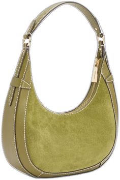 Trim Contrast, Suede Top, Suede Tops, Green Purse, Green Suede, Green Bag, Preston, Leather Trim, Leather Trims