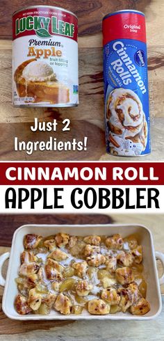 cinnamon roll apple cobbler recipe with just 2 ingredients