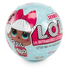 a blue ball with an image of a doll on it's front and bottom