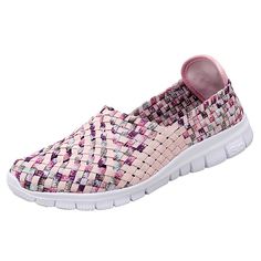 Comfortable Slip-on Summer Sneakers, Comfortable Slip-on Sneakers For Summer, Casual Pink Slip-on Sneakers With Round Toe, Comfortable Flat-heel Sneakers For Spring, Casual Closed Toe Synthetic Slip-ons, Summer Slip-on Sneakers Closed Toe, Summer Slip-on Sneakers With Textured Sole And Round Toe, Casual Synthetic Slip-ons With Round Toe, Casual Flat Slip-ons For Summer