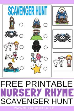 free printable nursery rhyme scavenger hunt for kids to play with