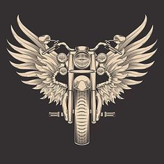 a drawing of a motorcycle with wings on it