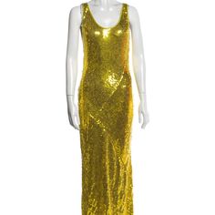 Never Been Worn New With Tags Size 6 Description Galvan Silk Evening Gown Gold Sequin Embellishments Sleeveless With Scoop Neck Designer Fit: Dresses By Galvan Typically Fit True To Size. Details Size Guide Bust: 27" Waist: 24.5" Hip: 26.5" Length: 54" Fabric: 100% Silk; Lining 100% Polyester Item # Glv22871 Gold Sleeveless Sequin Summer Dress, Gold Sleeveless Sequin Dress For Summer, Gold Sleeveless Sequin Dress For Gala, Gold Sleeveless Sequin Dress For Spring, Yellow Sleeveless Evening Maxi Dress, Sleeveless Yellow Dress For Party Season, Yellow Sleeveless Dress For Party Season, Gold Sleeveless Maxi Dress For Gala, Glamorous Yellow Sleeveless Dress