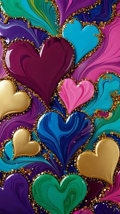 many hearts are painted in different colors