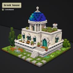 Here's a Greek house I made for my new series! Patrons can get this build along with all others  ! Greek Houses Minecraft, Greek Style Minecraft Builds, Greek Builds Minecraft, Greek Mythology Minecraft Builds, Minecraft Greek House, Greek Minecraft Builds, Minecraft Greek Buildings, Greek Minecraft, Minecraft Pallets