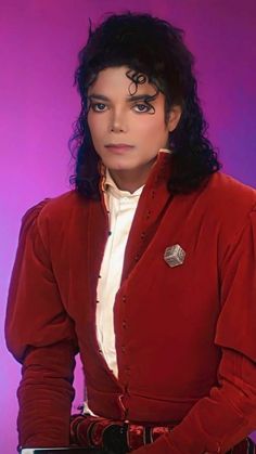 michael jackson as michael jackson from the rocky show in his red jacket and white shirt