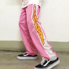 Flames Pants pink boogzel apparel buy shop usa uk Flame Pants, Summer Grunge Outfits, Pink Flames, Y2k Fashion Outfit, Skirt Diy, Look Festival, Pants Gift, Tumblr Outfits, Sports Trousers