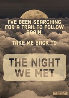 the night we met poster with an image of clouds and a full moon in the background