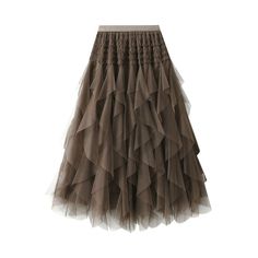 F00207691-300 Mesh Maxi Skirt, Tulle Long Skirt, Pleats Pattern, Fishnet Dress, Asymmetric Skirt, Irregular Hem, Long Maxi Skirts, Empire Dress, Asymmetrical Skirt