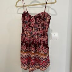 Kohls Romper About A Girl Brand From Smoke Free Home Has Pockets!! Casual Printed Patterned Sundress, Casual Patterned Printed Sundress, Casual Red Printed Sundress, Casual Patterned Sundress For Day Out, Casual Cotton Patterned Sundress, Casual Patterned Cotton Sundress, Mock Neck Bodycon Dress, Striped Jersey Dress, Corduroy Overall Dress