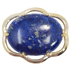 A sophisticated accessory! This pin-brooch features a single lapis lazuli cabochon, prong-set in an elegant, gold-filled, open-back, setting. Vintage Loft, Valentino Couture, Chakra Stones, Ethnic Jewelry, Pin Brooch, Lapis Lazuli, Prong Setting, Antique Jewelry, Brooch Pin