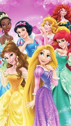 the disney princesses are all dressed up in their beautiful dresses and tiara outfits