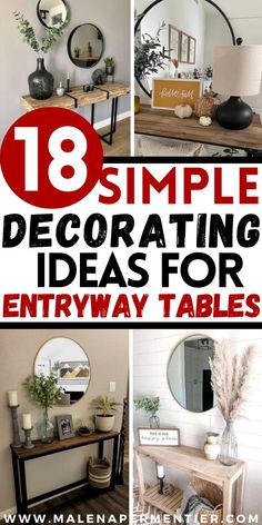 decorating ideas for entryway How To Decorate Entryway Table, Entry Table With Mirror, Small Hallway Table, Entry Table Decor Ideas, Mirrored Table Decor, Front Entry Tables, Small Entry Tables, Entrance Table Decor