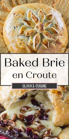 baked brie en croute on a plate with crackers