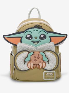 Loungefly Star Wars The Mandalorian Grogu With Crab Mini Backpack | Hot Topic Loungefly Bag Star Wars, Themed Green Standard Backpack, Themed Backpack For Everyday Use, Loungefly Purse, The Mandalorian Grogu, Mandalorian Grogu, Loungefly Bag, Star Wars The Mandalorian, Disney Bag