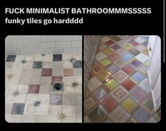 a bathroom floor that has been cleaned and is next to the same tile on the ground