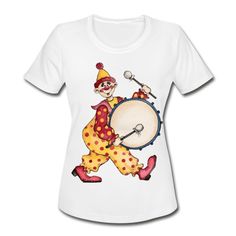 Clown funny face design - Womens Moisture Wicking Performance T-Shirt | Absitarek94 Funny Sublimation Print T-shirt For Fans, Funny T-shirt With Sublimation Print For Fans, Novelty Custom Print T-shirt For Gift, Fun Custom Print T-shirt For Gift, Fun Custom Print T-shirt As Gift, White Novelty T-shirt With Custom Print, Clowns Funny, Welcome Home Gifts, Hair Coloring