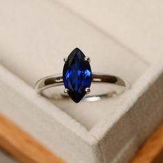 Marquise cut ring sapphire ring blue sapphire solitaire | Etsy Sapphire Ring Simple, Marquise Cut Rings, Ring Blue Sapphire, Ring Sapphire, Engagement Rings Marquise, Blue Sapphire Ring, Princess Cut Rings, Simple Engagement Rings, Plain Bands