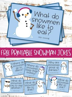 printable snowman jokes for kids to help them learn how to build their own snowmen