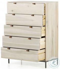 a wooden dresser with four drawers on one side