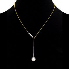 This dainty one of a kind necklace is perfect for under stated charm. It can be worn with casual jeans or that fancy black dress. The real freshwater pearls are attached to a sterling silver chain with yellow gold overlay. The small pearls in a row measure 4mm and the large round pearl is 10mm. The necklace can adjusted from any size 17 inches and less Pearl Pendant Necklace With Chain, Pearl White Pearl Necklace With Chain, Pearl White Pearl Clavicle Chain Necklace, Pearl Pendant Collar Necklace, Chic Pearl Chain Necklace With Adjustable Chain, Adjustable Pearl Pendant Chain Necklace, Adjustable Pearl Clavicle Chain Necklace, Pearl Pendant Chain Necklace With Pearl Chain, Long Pearl Chain Necklace With Pearl Pendant