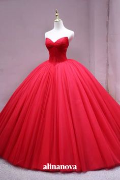 Red Quinceanera Dresses Elegant Tulle Ball Gown Sleeveless For Sweet 16 Red Quinceanera Dresses Elegant, Quinceanera Dresses Elegant, Red Dress Formal, Wedding Dress Bodice, Red Wedding Gowns, Colored Wedding Dress, Red Quinceanera Dresses, Barbie Wedding Dress, Pretty Quinceanera Dresses