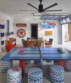 Coastal Game Room, Beach House Game Room, Games Room Design, Playroom Tv Room, Garage Rec Room, Hooper House, Coastal Airbnb, Playroom Tv, Secret Speakeasy