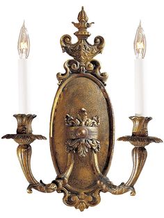 This stately sconce adds a distinctive European flair to any room.  Designed in the Baroque style of Northern Italy, it is decorative, but not ornate.  Each element, from the whimsical urn to the graceful arms, is beautifully cast in solid brass and finished with an antique bronze patina. Antique Wall Lights, Traditional Wall Sconces, Vintage Wall Sconces, Italian Baroque, Rustic Wall Sconces, Indoor Wall Sconces, Bronze Patina, Wall Candles, Wall Light Fixtures