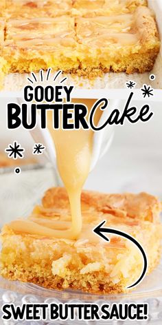 an image of a piece of cake being drizzled with butter