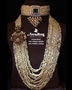 Neck Pics, Amarsons Jewellery, Pearls Mala, Uncut Jewellery, Beaded Wedding Jewelry, Simple Jewellery, Bridal Necklace Designs, Bridal Jewelery, Antique Necklaces Design