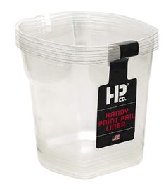 a clear plastic container with a black label on the lid and handle for harmony paintball liners