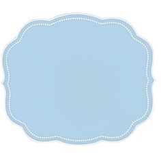 a light blue place mat with white dots on it and a border around the edge