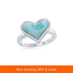 in stock Heart-shaped Blue Turquoise Ring Gift, Heart-shaped Turquoise Blue Ring For Gift, Heart-shaped Blue Turquoise Ring For Gift, Larimar Ring, Larimar Rings, Silver Heart Ring, Sterling Silver Heart, Blue Rings, Silver Heart