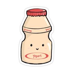 a sticker with an image of a bottle that says yogurt on it