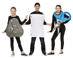 Rock Paper Scissor Rock Paper Scissors Costume, 3 People Halloween Costumes, Funny Group Halloween Costumes, Punny Halloween Costumes, Halloween Costume Puns, Trio Costumes, Trio Halloween Costumes, Halloween Costumes For 3