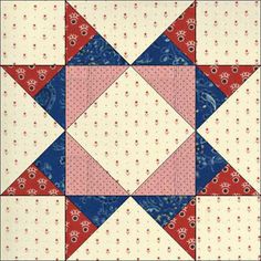 a red, white and blue quilt with stars on the top is featured in this image