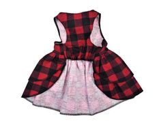 a red and black plaid dog dress