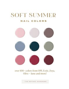 Colors For Deep Winter, Soft Summer Colour Palette, Muted Summer, Best Nail Colors, Summer Colour Palette, Palette Summer