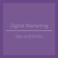 a purple square with the words digital marketing tips and tricks